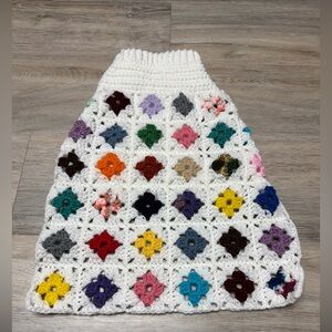 Handmade Large Colorful Crochet Granny Square Dog Sweater